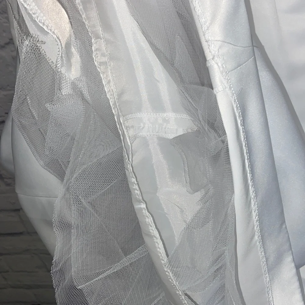Bonnie Jean Girl's 12 1/2 White Pearl and Bow Layered Formal Dress